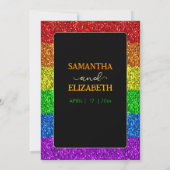 LGBT vlag regenboog fonkelt lesbische bruiloft Bedankkaart (Achterkant)