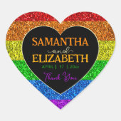 LGBT-vlag regenboog glitters hart bruiloft Dank je Hart Sticker (Voorkant)