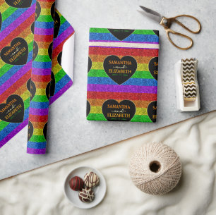 LGBT vlag regenboog hart sparkles homohuwelijk Cadeaupapier