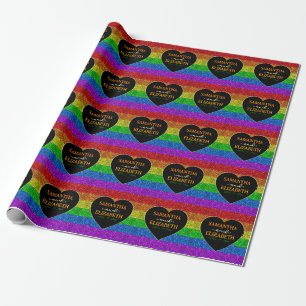 LGBT vlag regenboog hart sparkles homohuwelijk Cadeaupapier