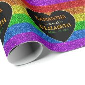 LGBT vlag regenboog hart sparkles homohuwelijk Cadeaupapier (Rol Hoek)