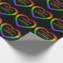 LGBT vlag regenboog hart sparkles homohuwelijk Cadeaupapier