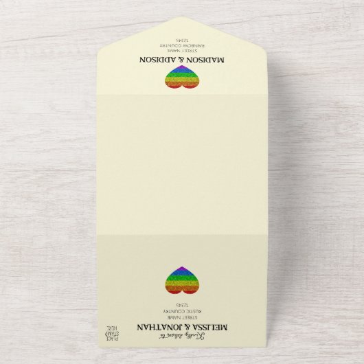 LGBT-vlag regenboog sparren homoseksuele bruiloft All In One Uitnodiging (Buitenkant)