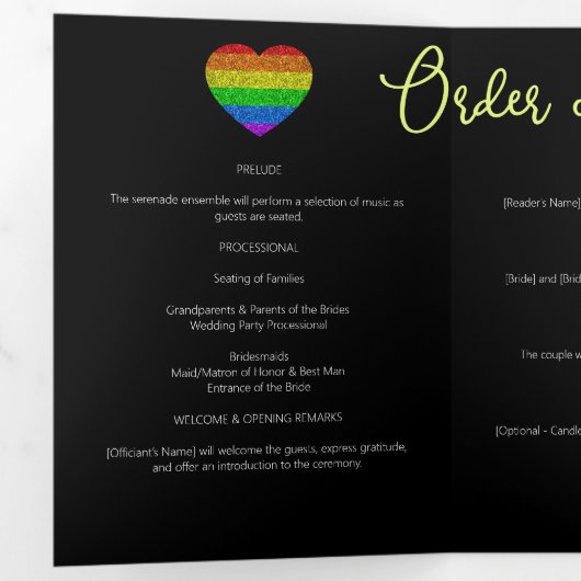 LGBT-vlag regenboog sparren homoseksuele bruiloft Drieluik Programma (Binnenzijde eerst)