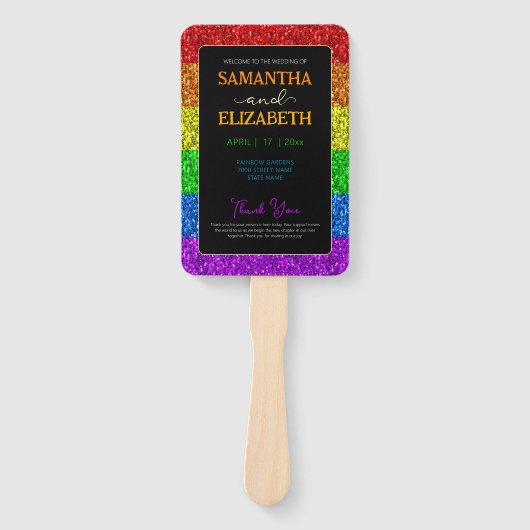 LGBT-vlag regenboog sparren homoseksuele bruiloft Handwaaier (Voorkant)