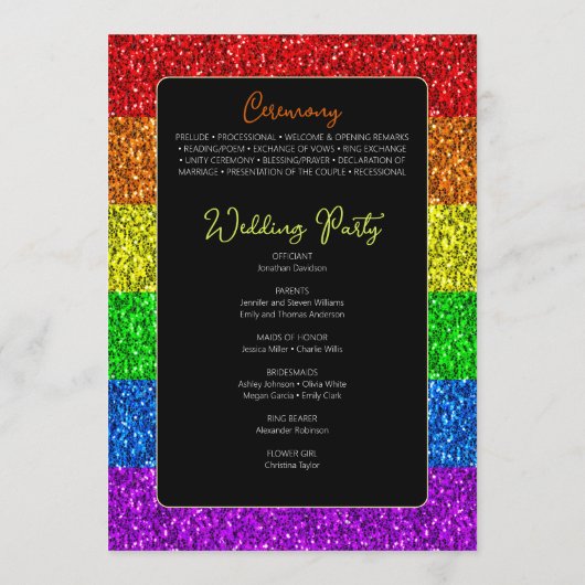 LGBT-vlag regenboog sparren homoseksuele bruiloft Programmakaart (Achterkant)