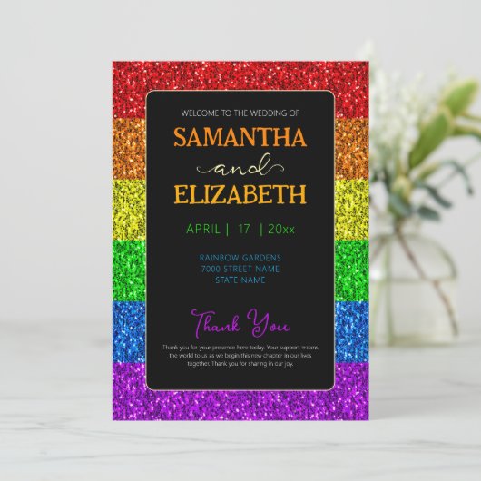 LGBT-vlag regenboog sparren homoseksuele bruiloft Programmakaart (Staand voorkant)