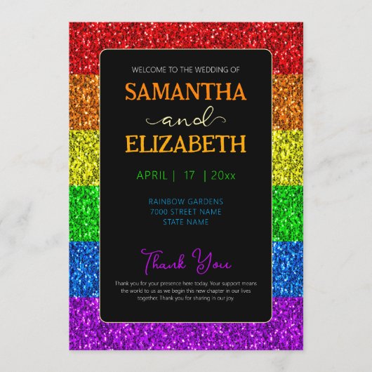 LGBT-vlag regenboog sparren homoseksuele bruiloft Programmakaart (Voorkant)