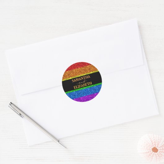 LGBT-vlag regenboog sparren homoseksuele bruiloft Ronde Sticker (Envelop)