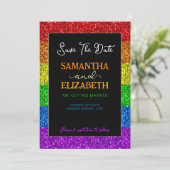 LGBT-vlag regenboog sparren homoseksuele bruiloft Save The Date (Staand voorkant)