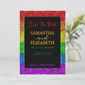 LGBT-vlag regenboog sparren homoseksuele bruiloft Save The Date (Staand voorkant)