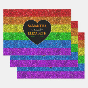 LGBT vlag regenboog sprankelt gay bruiloft Inpakpapier Vel