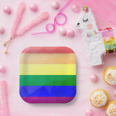 LGBT-vlag regenbooglijnen geometrisch meshpatroon Papieren Bordje (Feest)