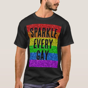 LGBT-vlag sprankelende glans elke gay tekst aanpas T-shirt