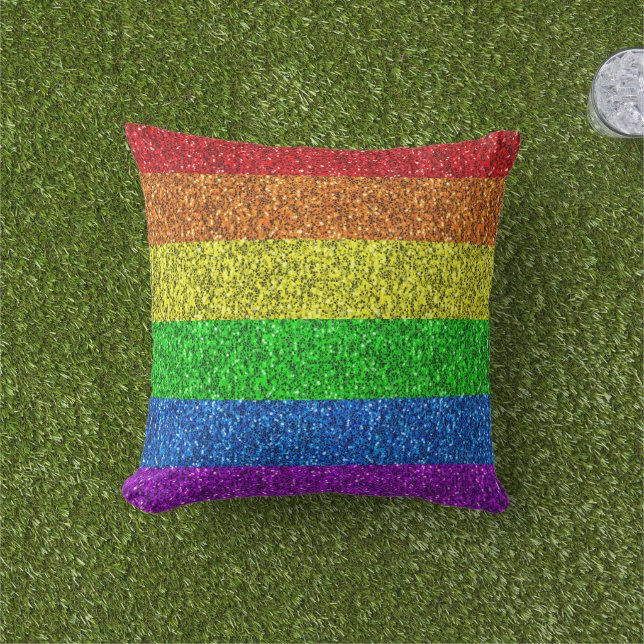 LGBT vlag trilling regenbooglitter faux sparkle Buitenkussen (Gras)