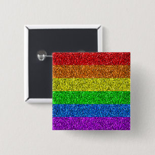 LGBT vlag trilling regenbooglitter faux sparkle Vierkante Button 5,1 Cm