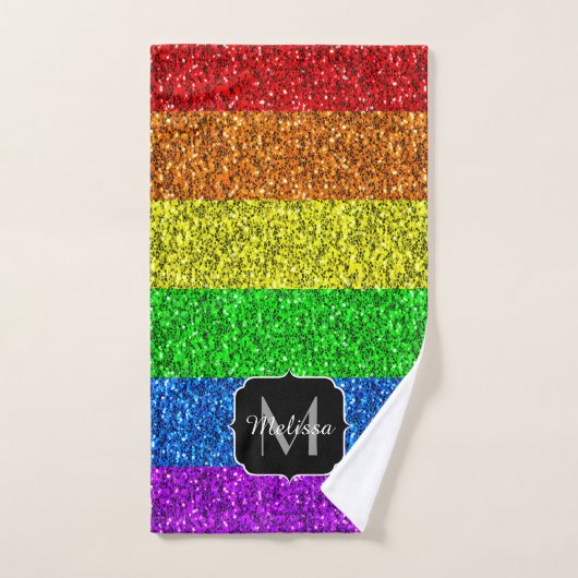 LGBT vlag trilling regenbooglitter sparkle Monogra Bad Handdoek (Handdoek)