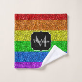 LGBT vlag trilling regenbooglitter sparkle Monogra Bad Handdoek (Wasdoekje)
