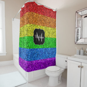 LGBT vlag trilling regenbooglitter sparkle Monogra Douchegordijn