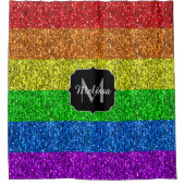 LGBT vlag trilling regenbooglitter sparkle Monogra Douchegordijn (Voorkant)