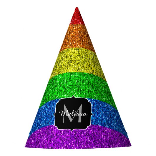 LGBT vlag trilling regenbooglitter sparkle Monogra Feesthoedjes (Voorkant)