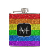 LGBT vlag trilling regenbooglitter sparkle Monogra Heupfles (Voorkant)
