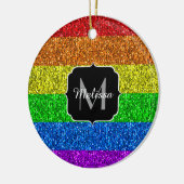 LGBT vlag trilling regenbooglitter sparkle Monogra Keramisch Ornament (Links)