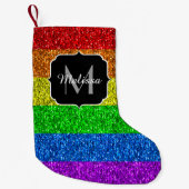 LGBT vlag trilling regenbooglitter sparkle Monogra Kleine Kerstsok (Voorkant)