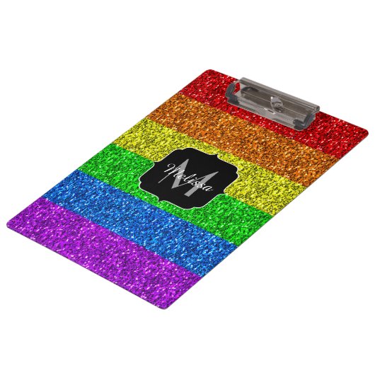 LGBT vlag trilling regenbooglitter sparkle Monogra Klembord (Gekanteld)