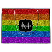 LGBT vlag trilling regenbooglitter sparkle Monogra Large Cadeautasje (Voorkant)