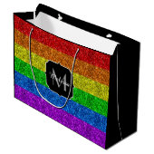 LGBT vlag trilling regenbooglitter sparkle Monogra Large Cadeautasje (Voorkant Gekanteld)