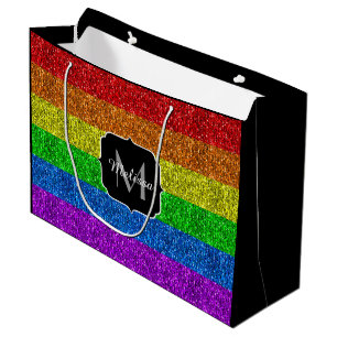 LGBT vlag trilling regenbooglitter sparkle Monogra Large Cadeautasje
