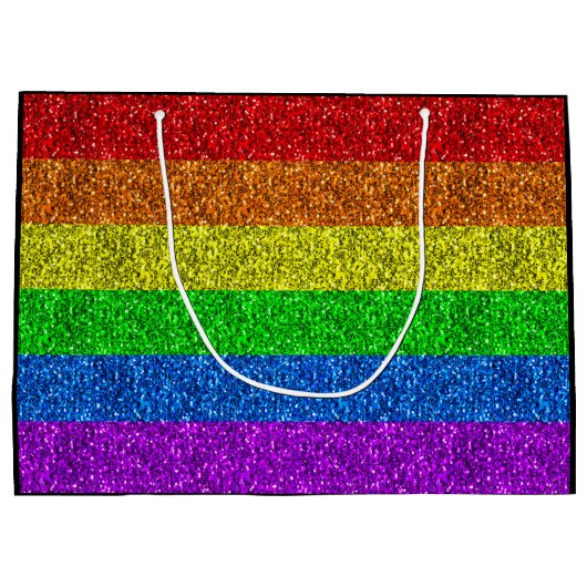 LGBT vlag trilling regenbooglitter sparkle Monogra Large Cadeautasje (Achterkant)