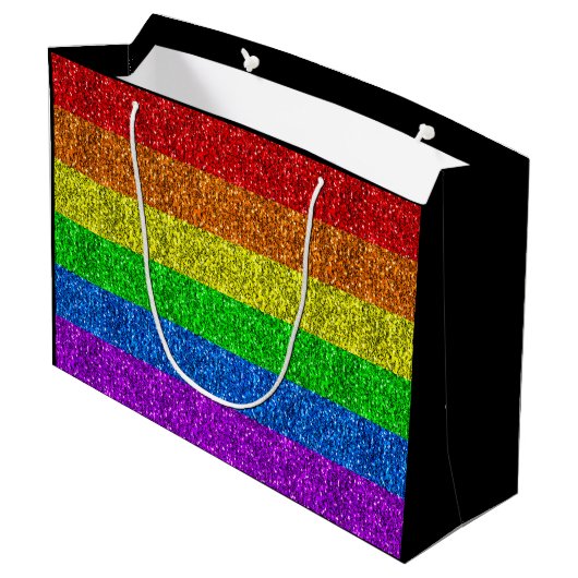 LGBT vlag trilling regenbooglitter sparkle Monogra Large Cadeautasje (Achterkant Gekanteld)