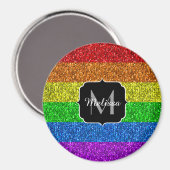 LGBT vlag trilling regenbooglitter sparkle Monogra Magneet (Voorkant / Achterkant)