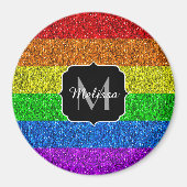 LGBT vlag trilling regenbooglitter sparkle Monogra Magneet (Voorkant)