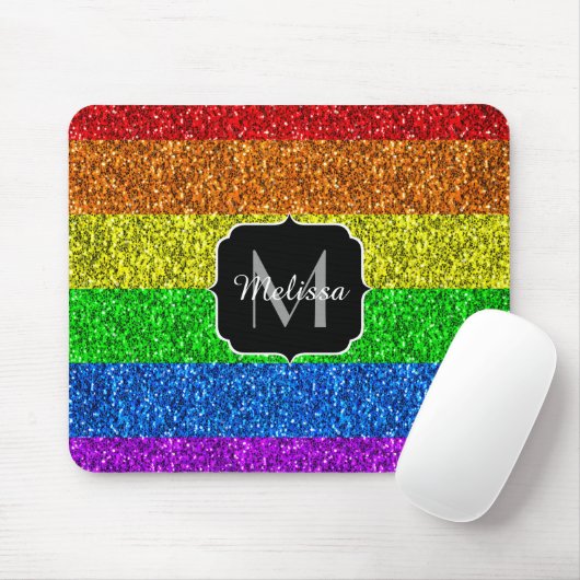 LGBT vlag trilling regenbooglitter sparkle Monogra Muismat (Met muis)