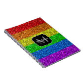 LGBT vlag trilling regenbooglitter sparkle Monogra Notitieboek (Rechterzijde)