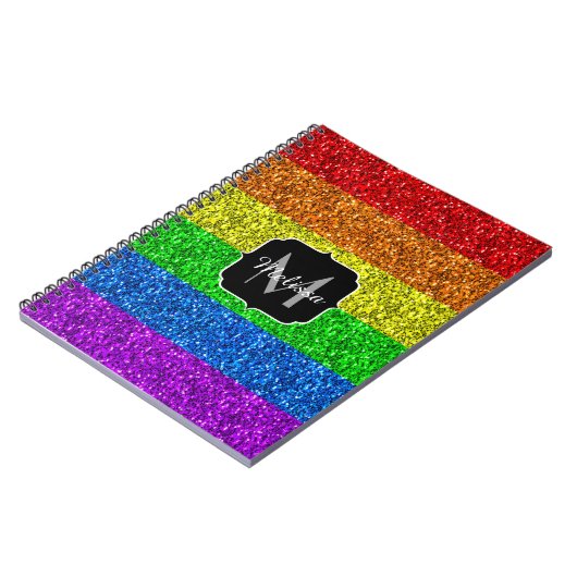 LGBT vlag trilling regenbooglitter sparkle Monogra Notitieboek (Linkerzijde)