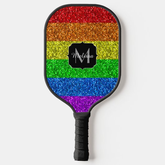 LGBT vlag trilling regenbooglitter sparkle Monogra Pickleball Paddle (Achterkant)