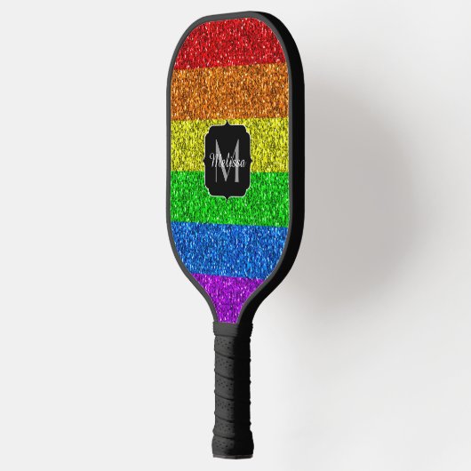LGBT vlag trilling regenbooglitter sparkle Monogra Pickleball Paddle (Links)