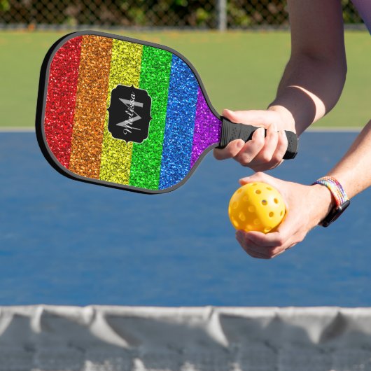 LGBT vlag trilling regenbooglitter sparkle Monogra Pickleball Paddle (Insitu)