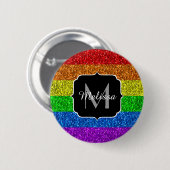 LGBT vlag trilling regenbooglitter sparkle Monogra Ronde Button 5,7 Cm (Voorkant /achterkant)