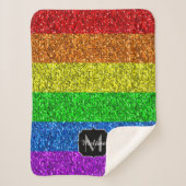 LGBT vlag trilling regenbooglitter sparkle Monogra Sherpa Deken (Voorkant)