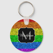 LGBT vlag trilling regenbooglitter sparkle Monogra Sleutelhanger (Voorkant)