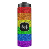 LGBT vlag trilling regenbooglitter sparkle Monogra Thermosbeker (Voorkant)