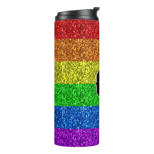 LGBT vlag trilling regenbooglitter sparkle Monogra Thermosbeker (Gedraaid links)
