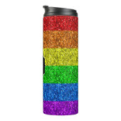 LGBT vlag trilling regenbooglitter sparkle Monogra Thermosbeker (Geroteerd rechts)