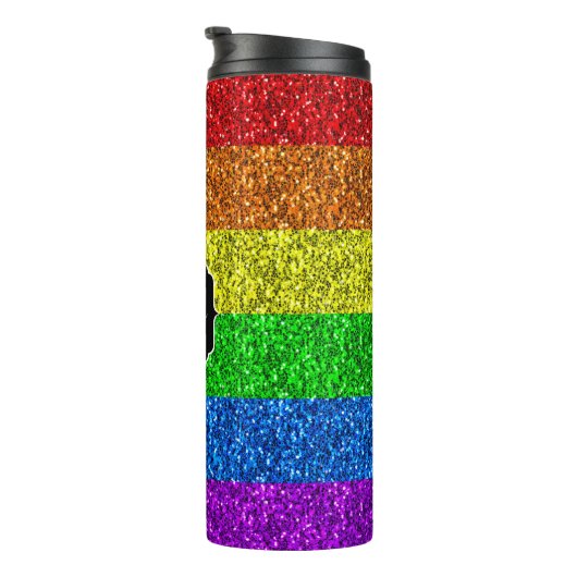 LGBT vlag trilling regenbooglitter sparkle Monogra Thermosbeker (Geroteerd rechts)