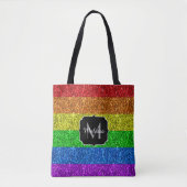 LGBT vlag trilling regenbooglitter sparkle Monogra Tote Bag (Voorkant)